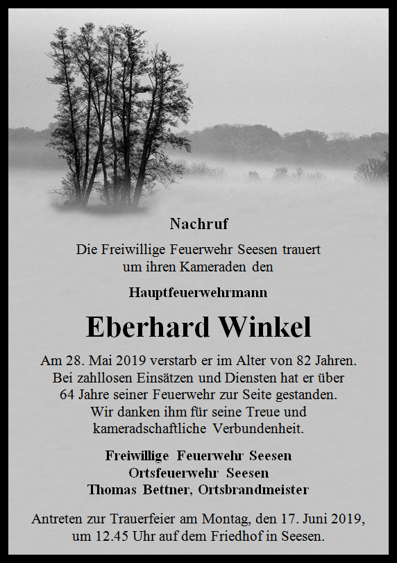 Nachruf Eberhard Winkel